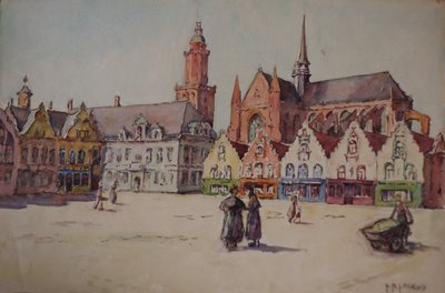Central Square of Furnes in Belgium by Louise Renée Lacroix